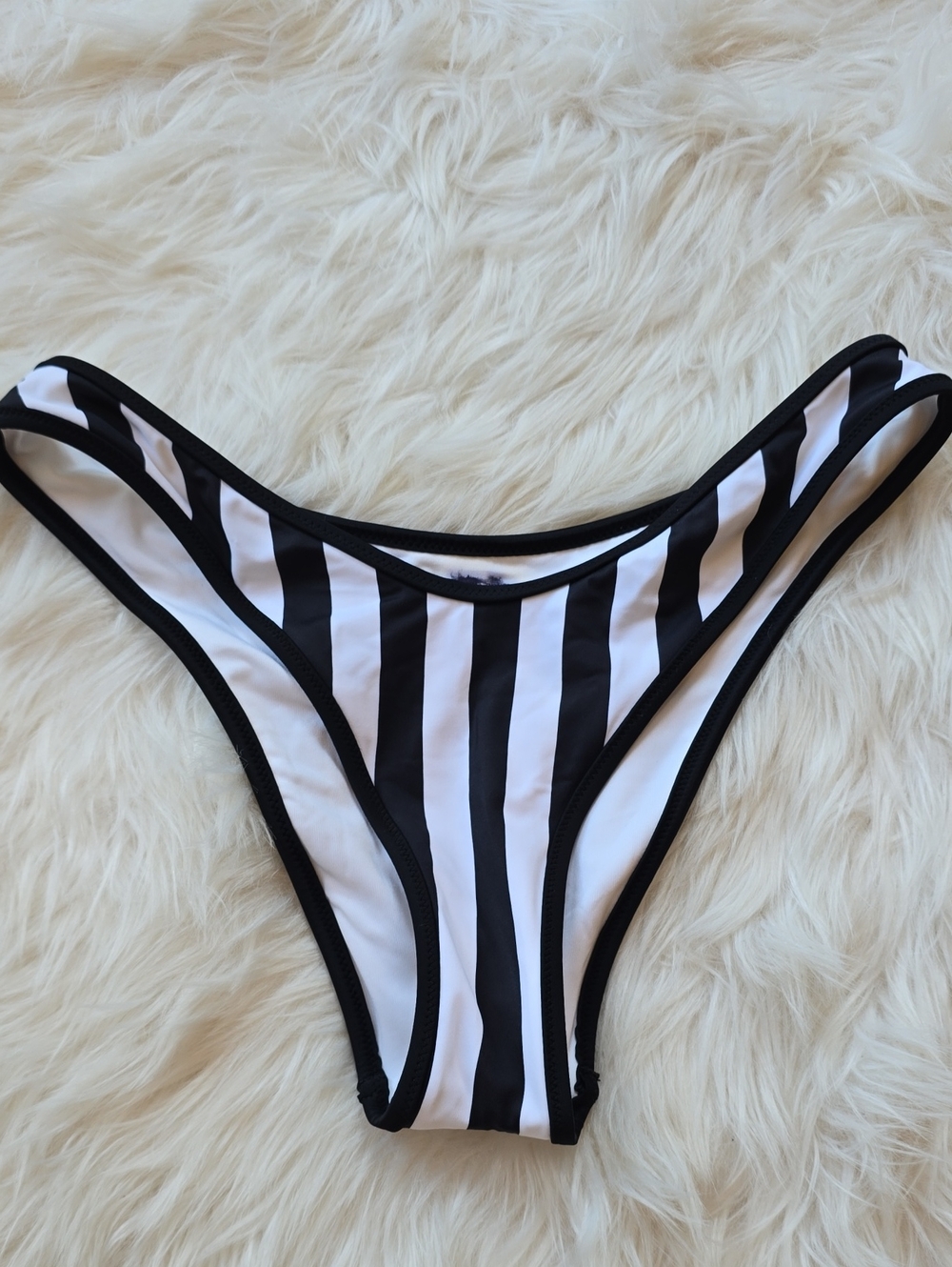 Victoria's Secret Black White Stripe Strappy Bikini Bottom S